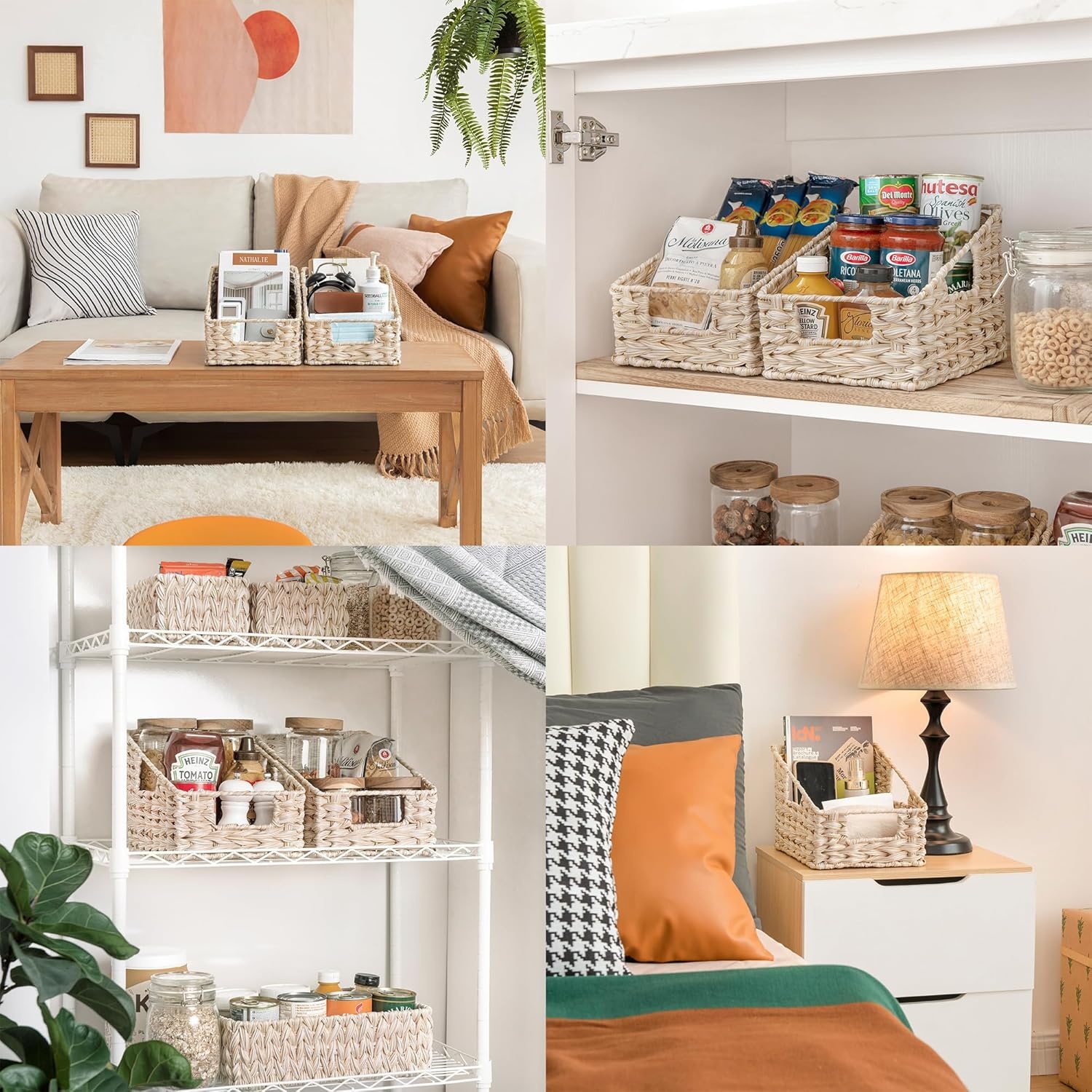 image:imageGRANNY SAYS Wicker Storage Baskets Waterproof Wicker Basket with Handles Trapezoid Woven Storage Bins for Organizing Decorative Basket Brown 2PackButter Milk