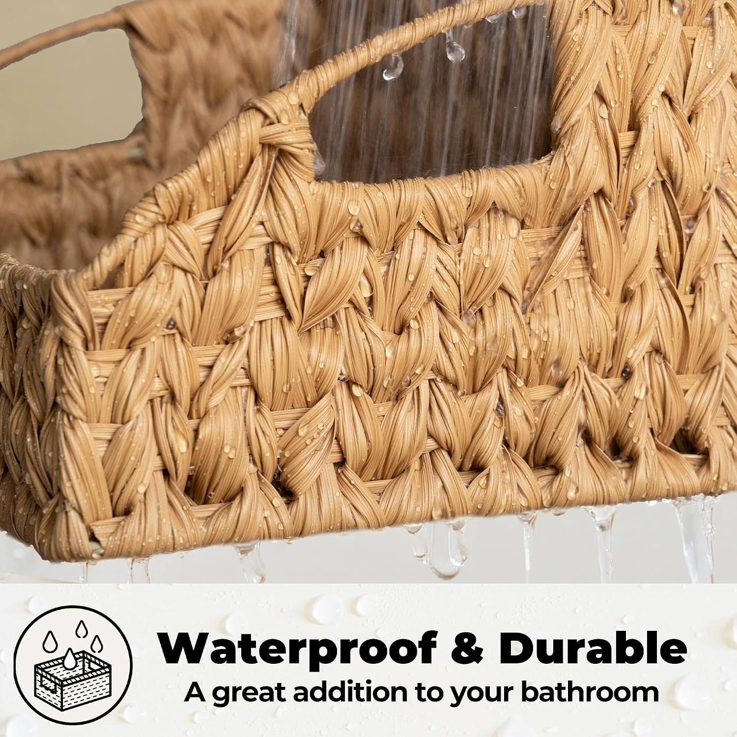 image:imageGRANNY SAYS Wicker Storage Baskets Waterproof Wicker Basket with Handles Trapezoid Woven Storage Bins for Organizing Decorative Basket Brown 2PackNatural