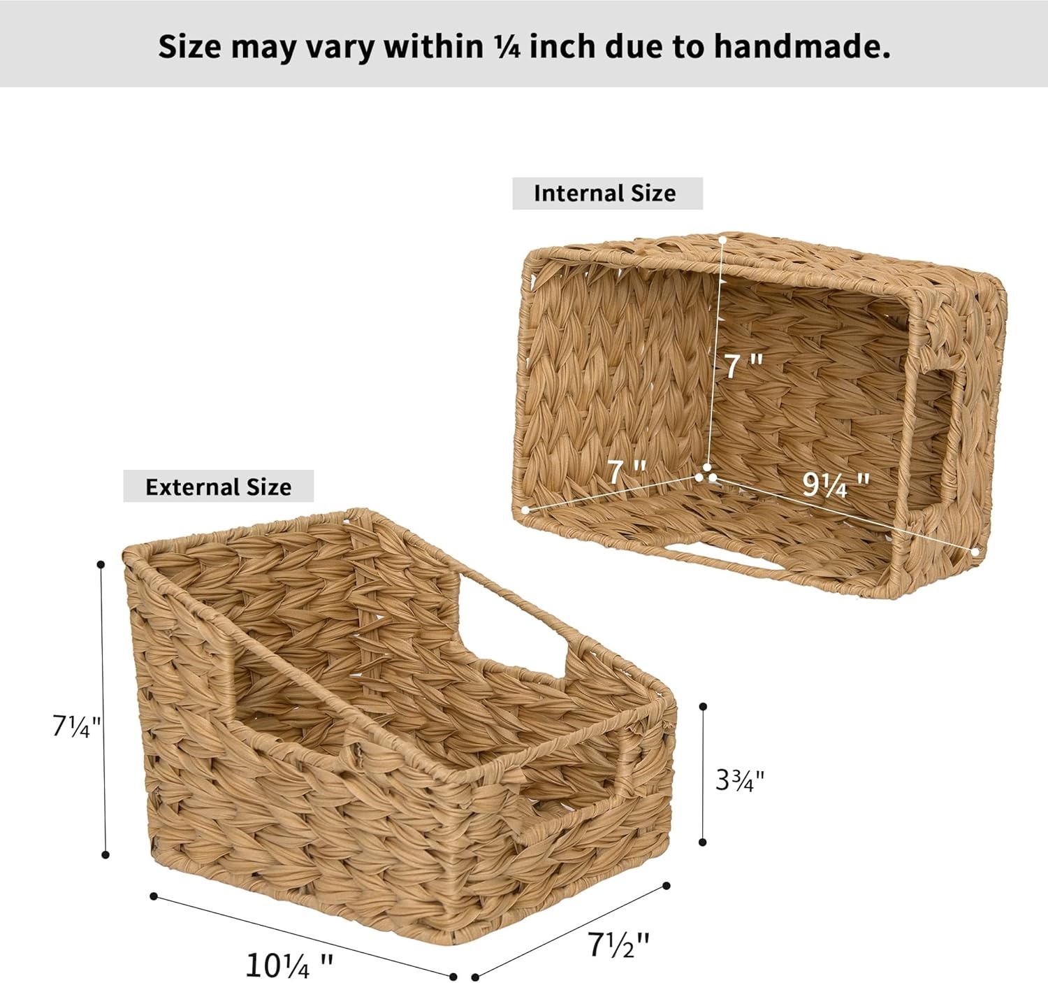 image:imageGRANNY SAYS Wicker Storage Baskets Waterproof Wicker Basket with Handles Trapezoid Woven Storage Bins for Organizing Decorative Basket Brown 2PackNatural