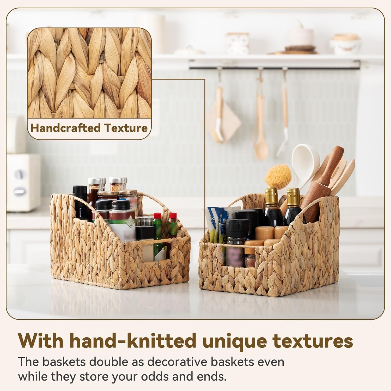 image:imageGRANNY SAYS Wicker Storage Baskets Waterproof Wicker Basket with Handles Trapezoid Woven Storage Bins for Organizing Decorative Basket Brown 2PackWater Hyacinth