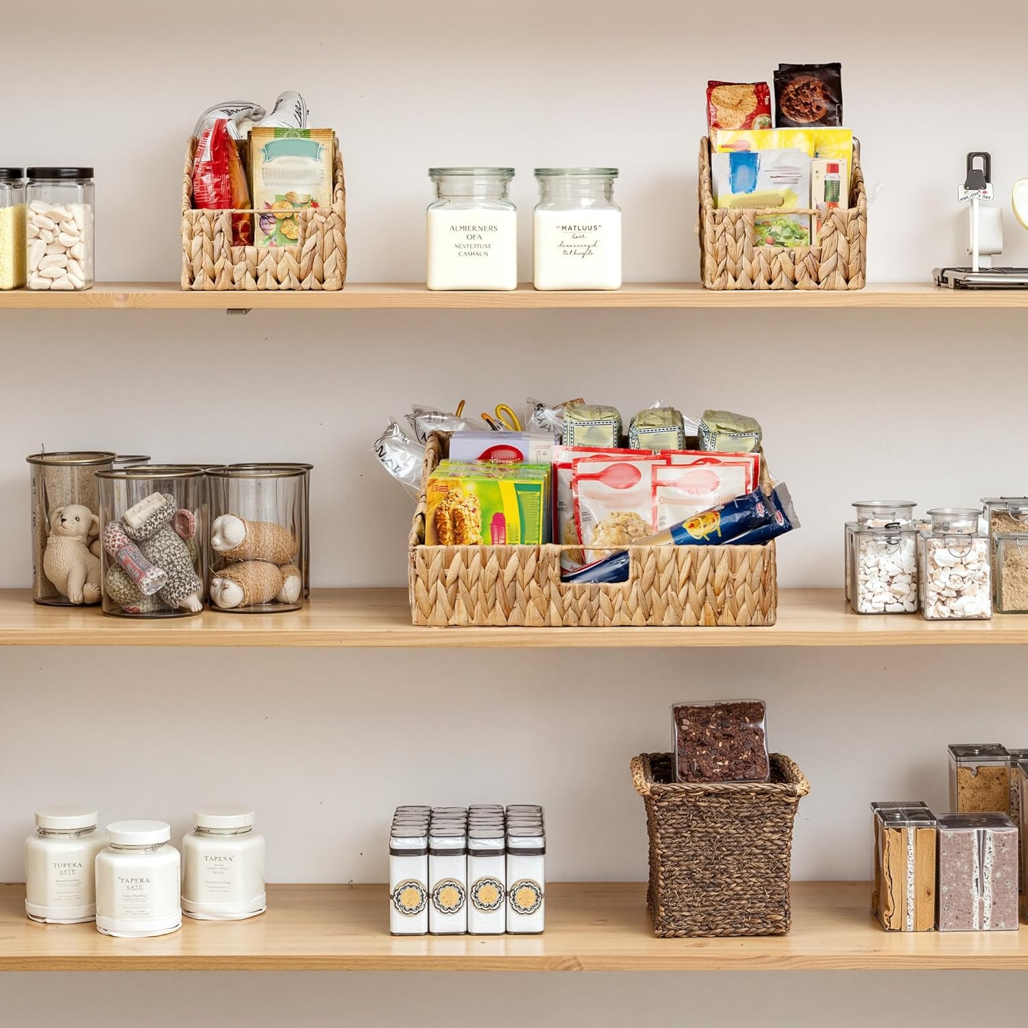 image:imageGRANNY SAYS Wicker Storage Baskets Waterproof Wicker Basket with Handles Trapezoid Woven Storage Bins for Organizing Decorative Basket Brown 2PackWater Hyacinth