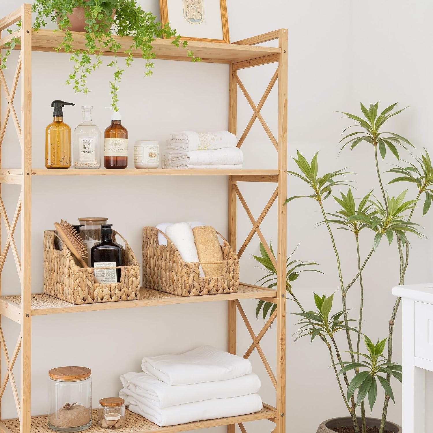 image:imageGRANNY SAYS Wicker Storage Baskets Waterproof Wicker Basket with Handles Trapezoid Woven Storage Bins for Organizing Decorative Basket Brown 2PackWater Hyacinth
