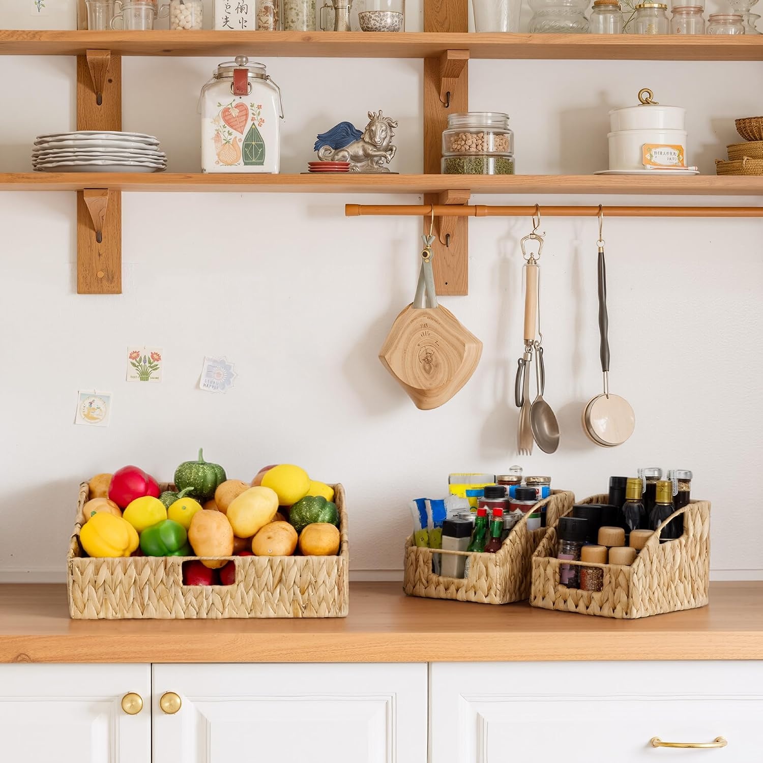 image:imageGRANNY SAYS Wicker Storage Baskets Waterproof Wicker Basket with Handles Trapezoid Woven Storage Bins for Organizing Decorative Basket Brown 2PackWater Hyacinth