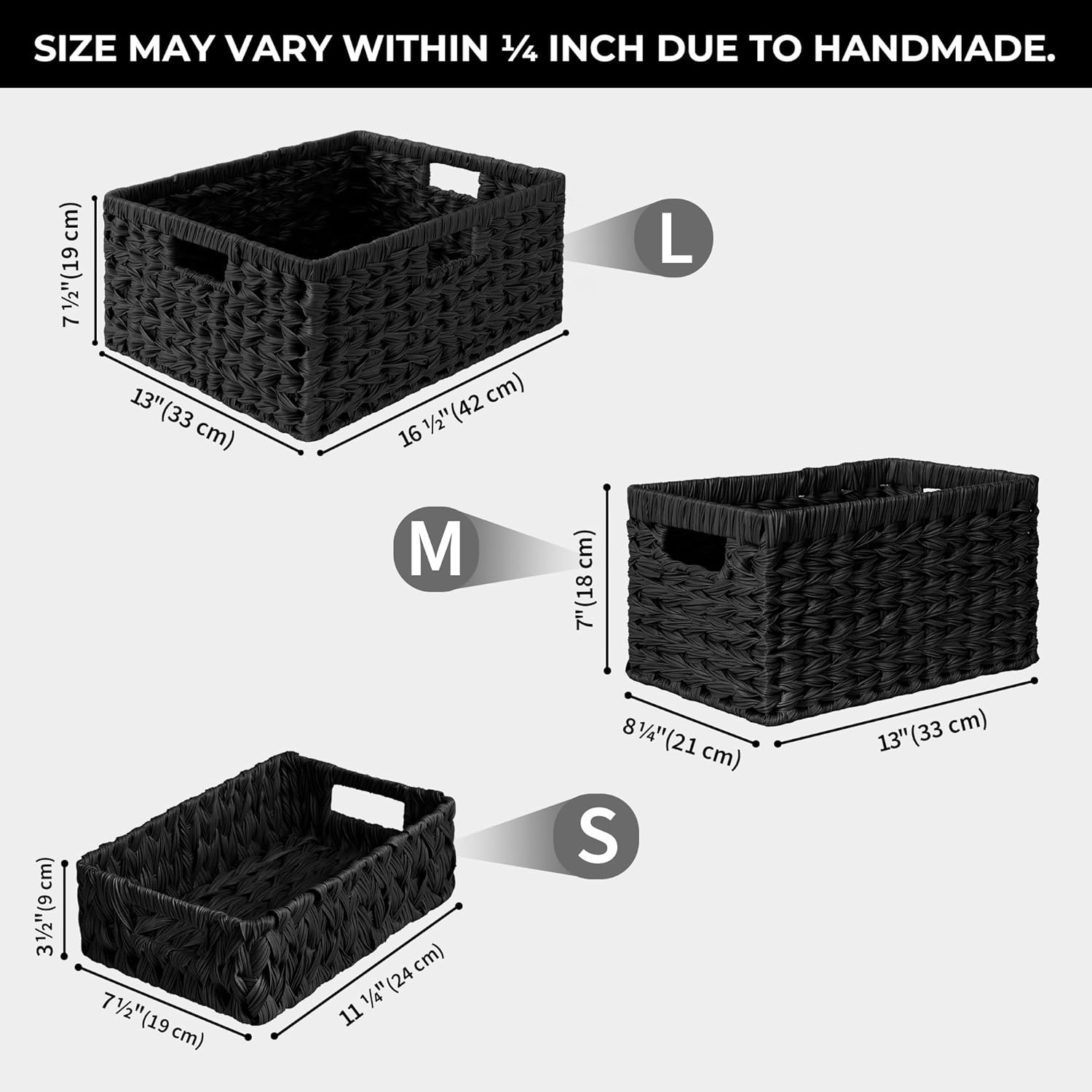 image:imageGRANNY SAYS Wicker Storage Baskets for Shelves Wicker Baskets for Organizing Waterproof Woven Basket for Pantry Rectangle Basket for Shelf Brown 2PackBlack