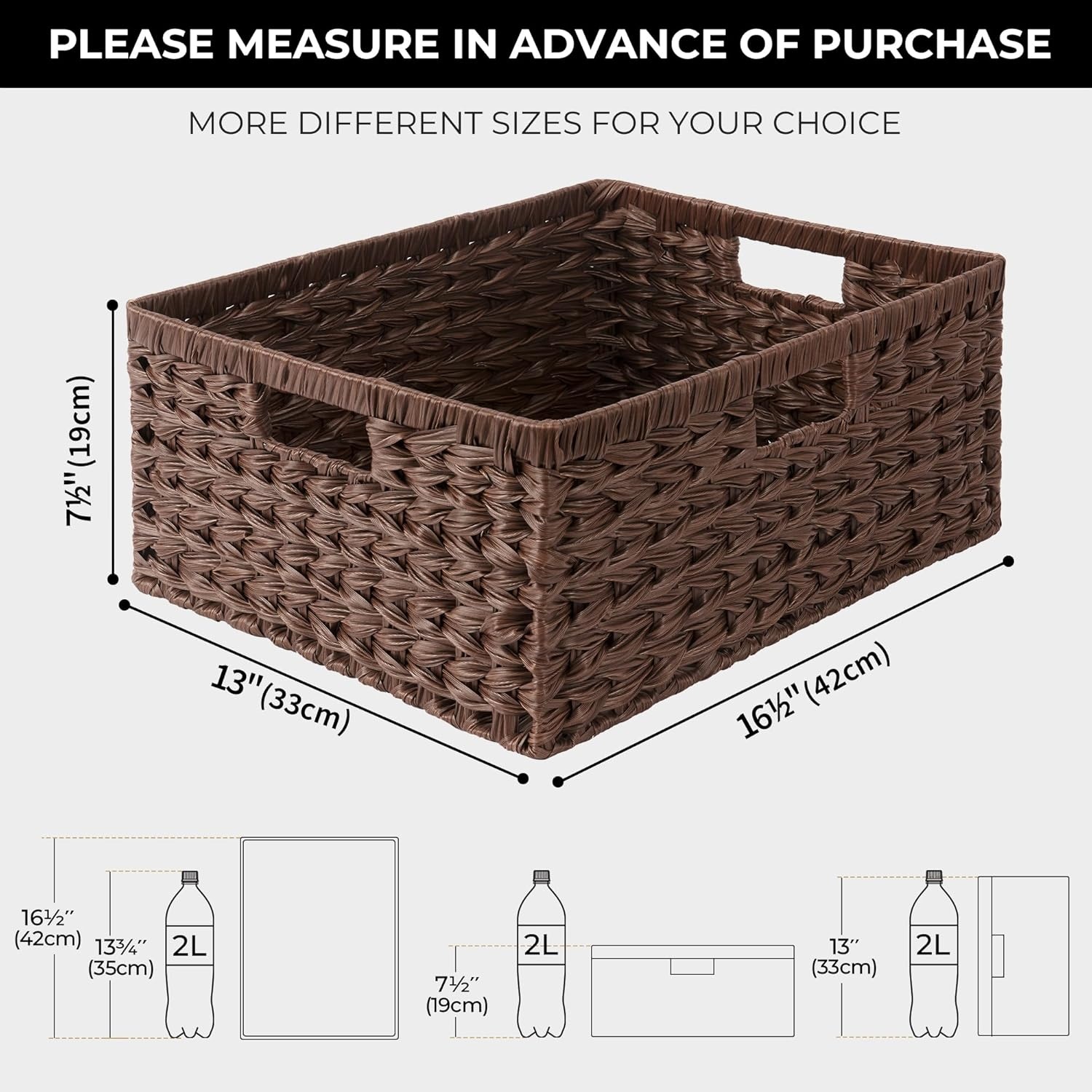 image:imageGRANNY SAYS Wicker Storage Baskets for Shelves Wicker Baskets for Organizing Waterproof Woven Basket for Pantry Rectangle Basket for Shelf Brown 2PackBrown