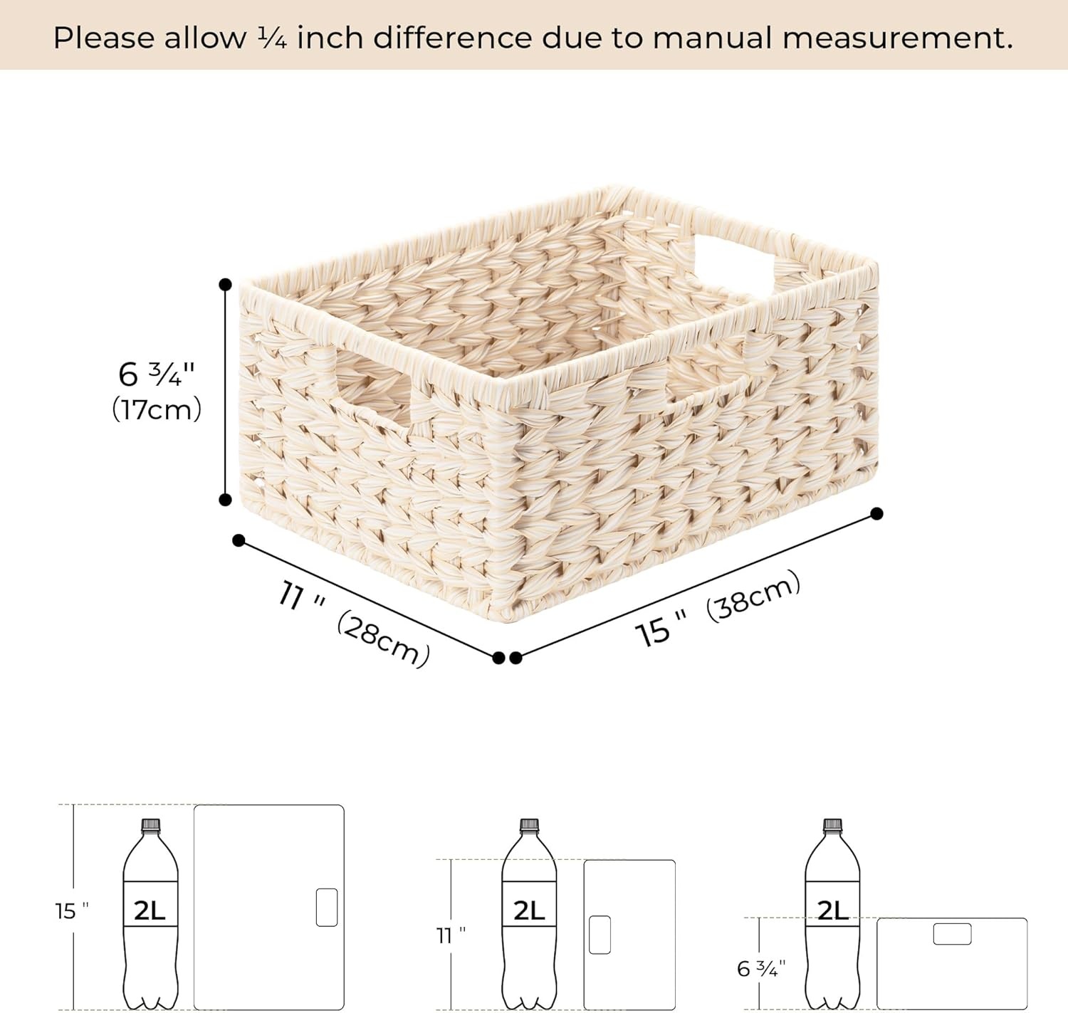 image:imageGRANNY SAYS Wicker Storage Baskets for Shelves Wicker Baskets for Organizing Waterproof Woven Basket for Pantry Rectangle Basket for Shelf Brown 2PackButter Milk