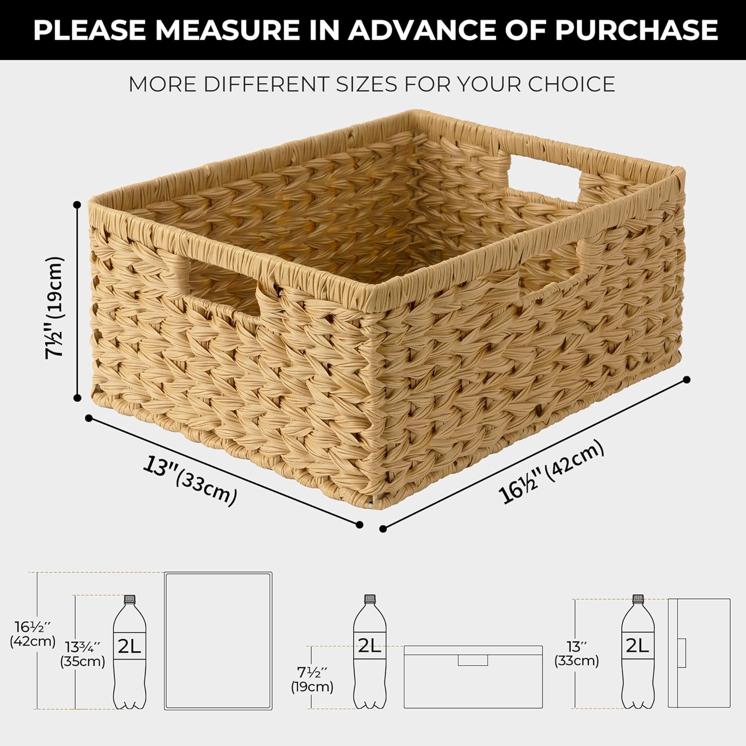 image:imageGRANNY SAYS Wicker Storage Baskets for Shelves Wicker Baskets for Organizing Waterproof Woven Basket for Pantry Rectangle Basket for Shelf Brown 2PackNatural