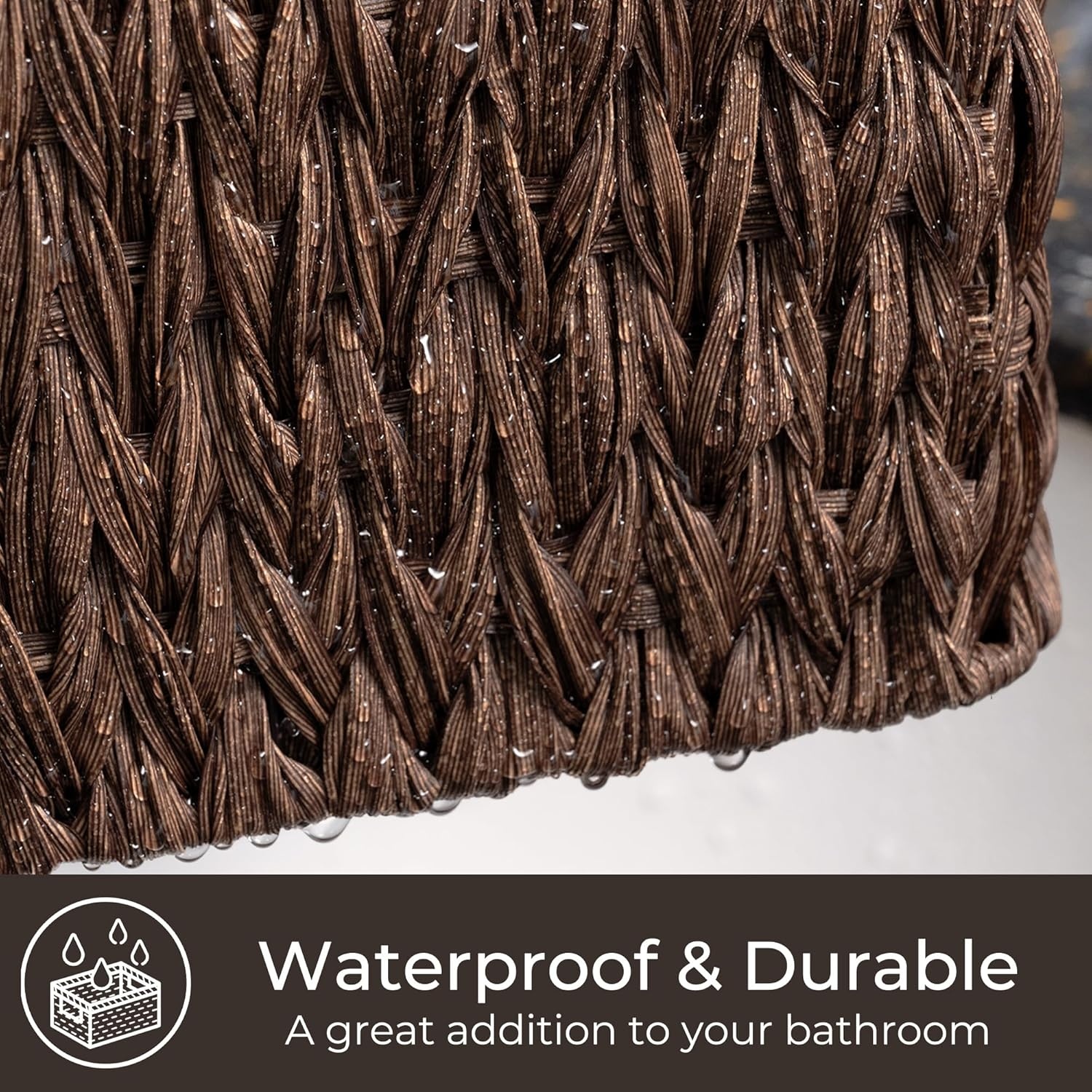 image:imageGRANNY SAYS Wicker Storage Baskets for Shelves Wicker Baskets for Organizing Waterproof Woven Basket for Pantry Rectangle Basket for Shelf Brown 2PackBrown