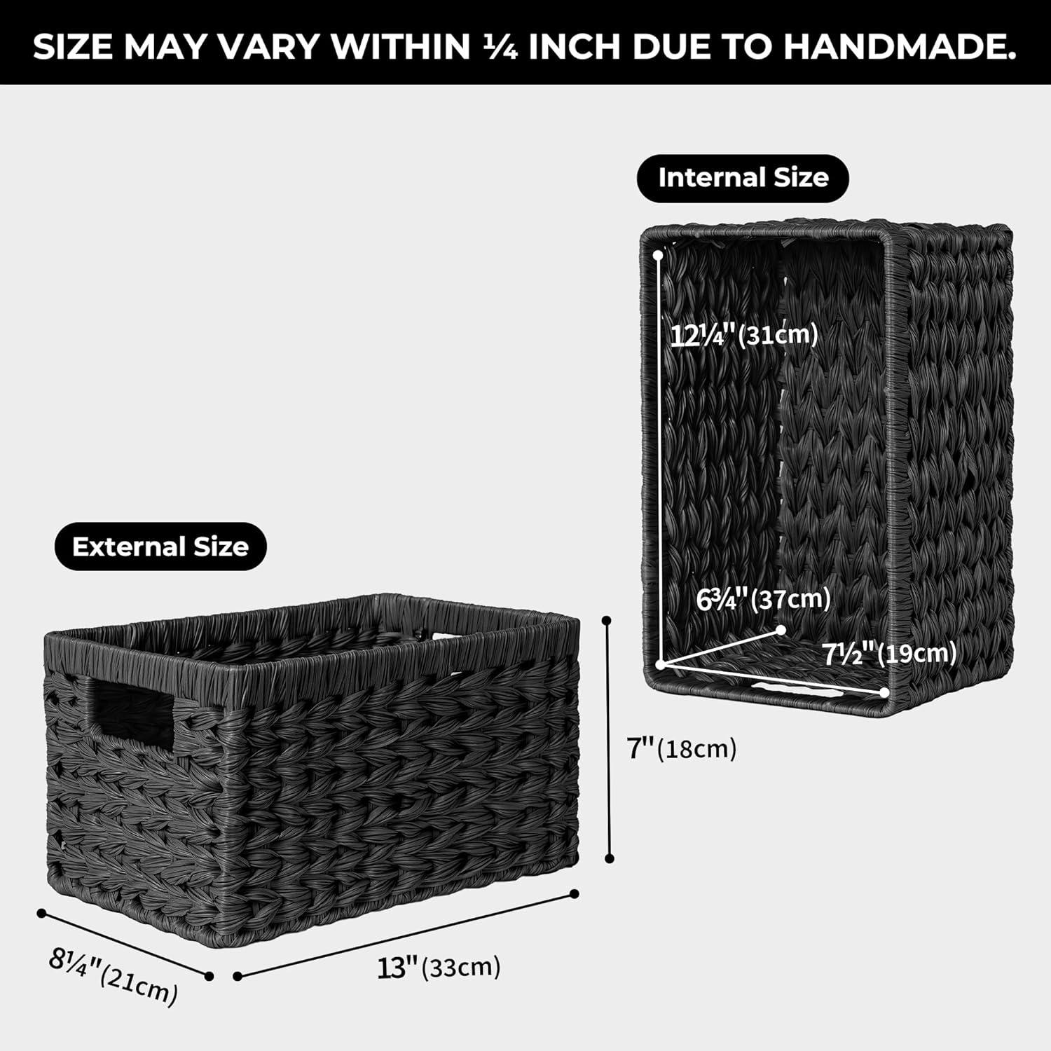 image:imageGRANNY SAYS Wicker Storage Baskets for Shelves Wicker Baskets for Organizing Waterproof Woven Basket for Pantry Rectangle Basket for Shelf Brown 2PackBlack