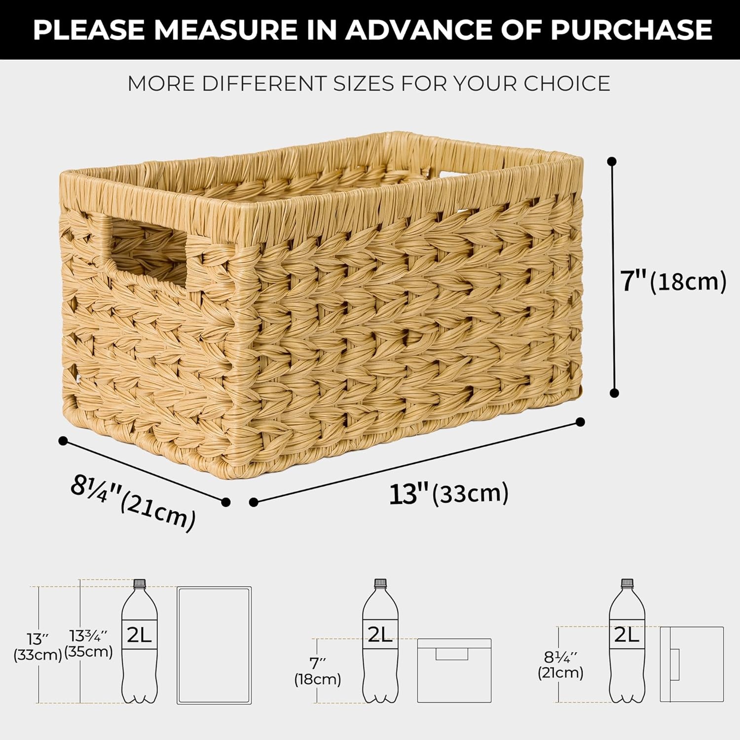 image:imageGRANNY SAYS Wicker Storage Baskets for Shelves Wicker Baskets for Organizing Waterproof Woven Basket for Pantry Rectangle Basket for Shelf Brown 2PackNatural