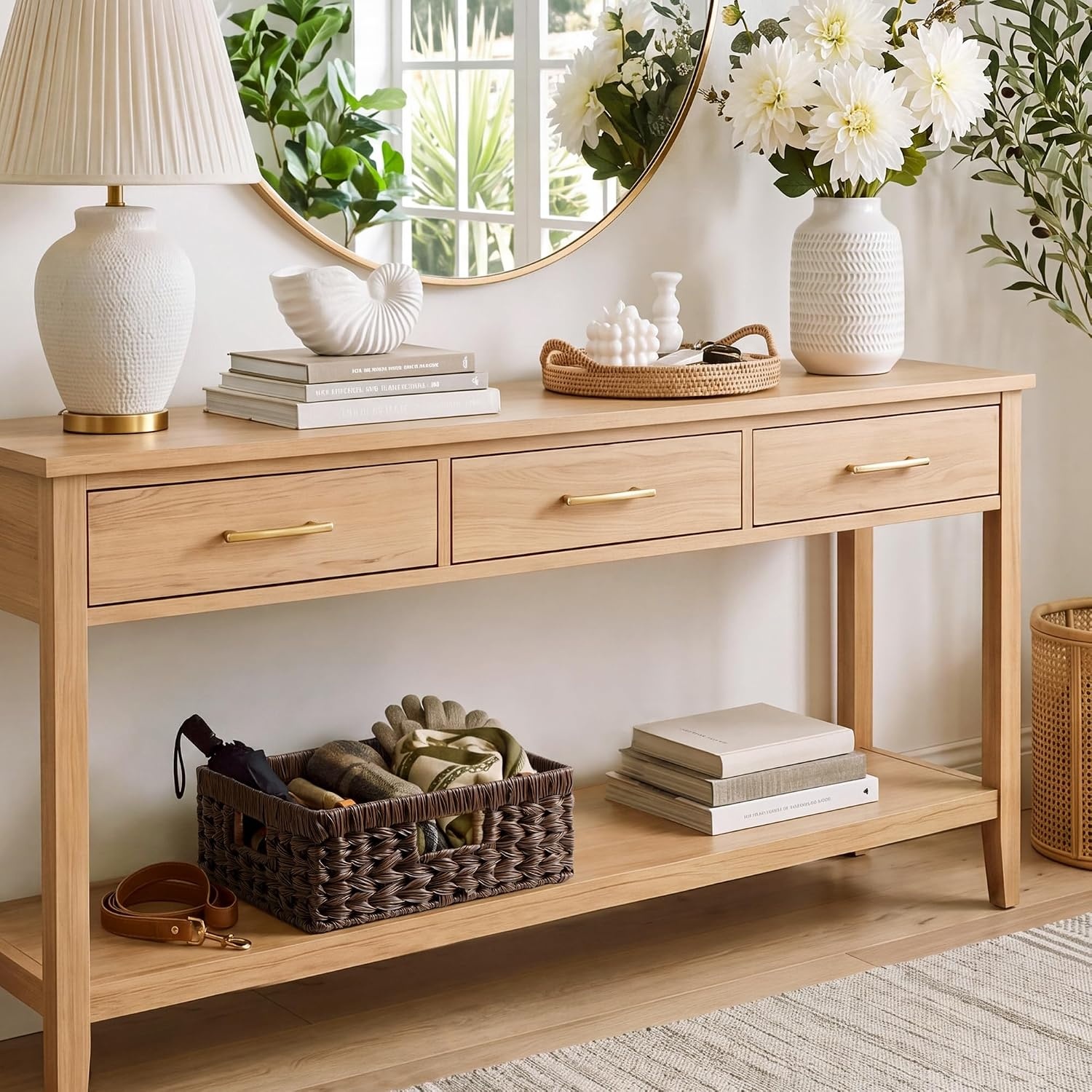 image:imageGRANNY SAYS Wicker Storage Baskets for Shelves Wicker Baskets for Organizing Waterproof Woven Basket for Pantry Rectangle Basket for Shelf Brown 2PackBrown