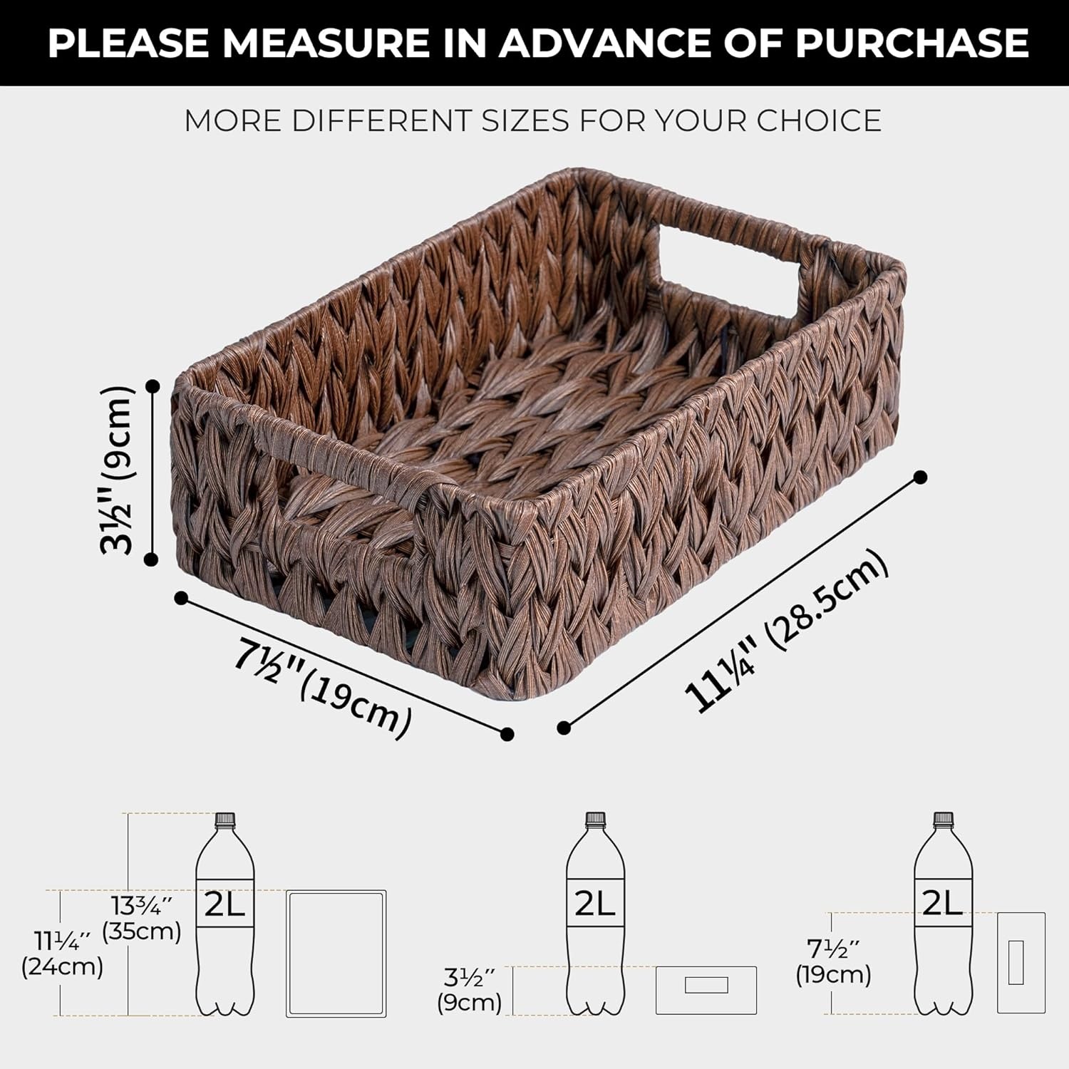 image:imageGRANNY SAYS Wicker Storage Baskets for Shelves Wicker Baskets for Organizing Waterproof Woven Basket for Pantry Rectangle Basket for Shelf Brown 2PackBrown