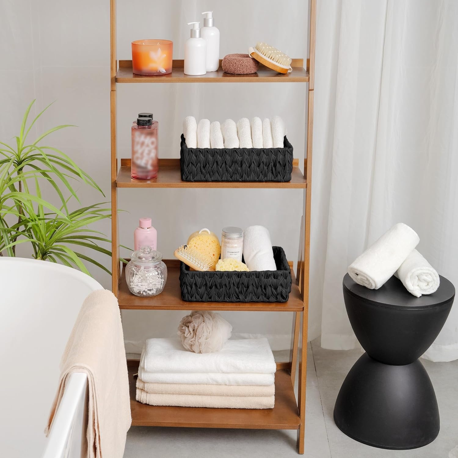 image:imageGRANNY SAYS Wicker Storage Baskets for Shelves Wicker Baskets for Organizing Waterproof Woven Basket for Pantry Rectangle Basket for Shelf Brown 2PackBlack