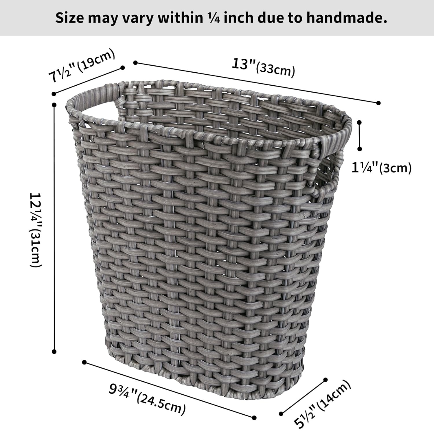 image:imageGRANNY SAYS Wicker Trash Can Waterproof Bathroom Trash Can Wicker Waste Basket for Bathroom Decorative Boho Waste Basket for Bedroom Office 15 Liters4 GallonsDark Gray