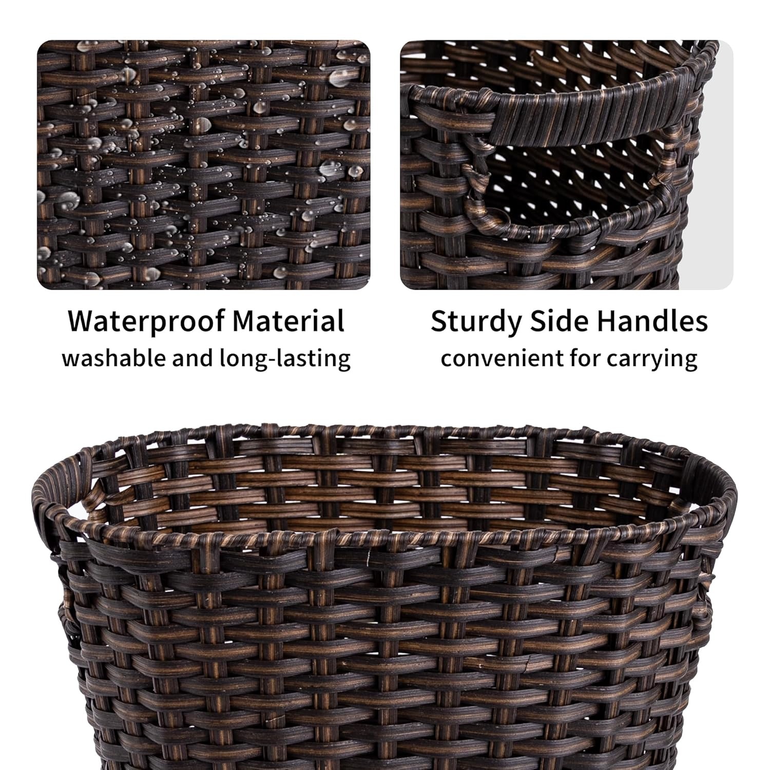 image:imageGRANNY SAYS Wicker Trash Can Waterproof Bathroom Trash Can Wicker Waste Basket for Bathroom Decorative Boho Waste Basket for Bedroom Office 15 Liters4 GallonsDark Brown
