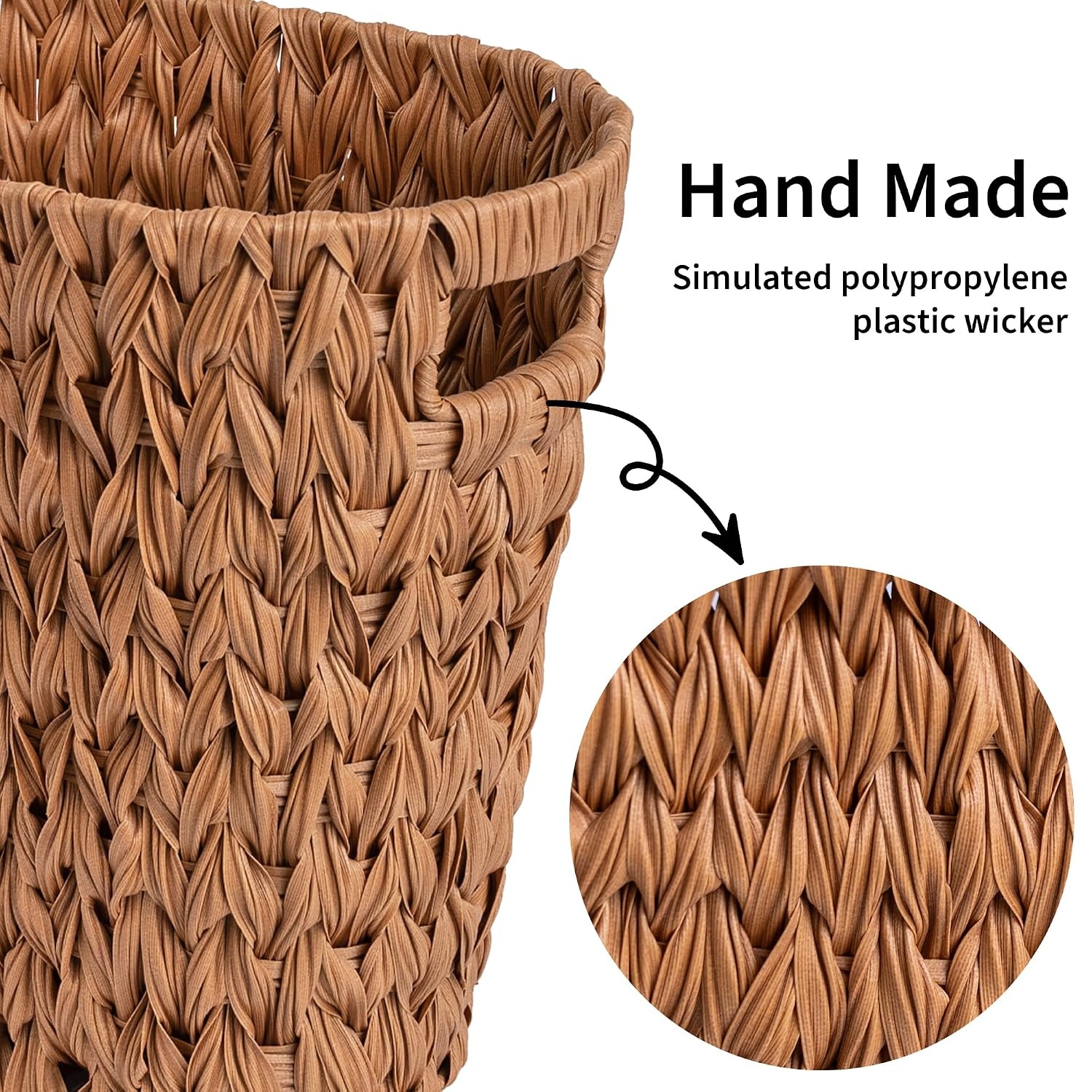 image:imageGRANNY SAYS Wicker Trash Can Waterproof Bathroom Trash Can Wicker Waste Basket for Bathroom Decorative Boho Waste Basket for Bedroom Office 15 Liters4 GallonsCaramel Orange
