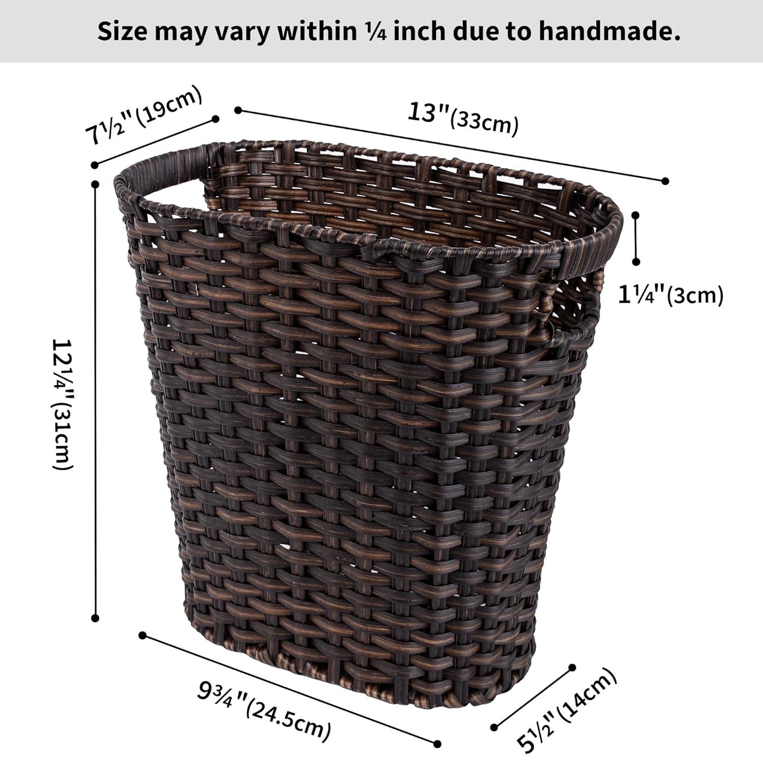 image:imageGRANNY SAYS Wicker Trash Can Waterproof Bathroom Trash Can Wicker Waste Basket for Bathroom Decorative Boho Waste Basket for Bedroom Office 15 Liters4 GallonsDark Brown