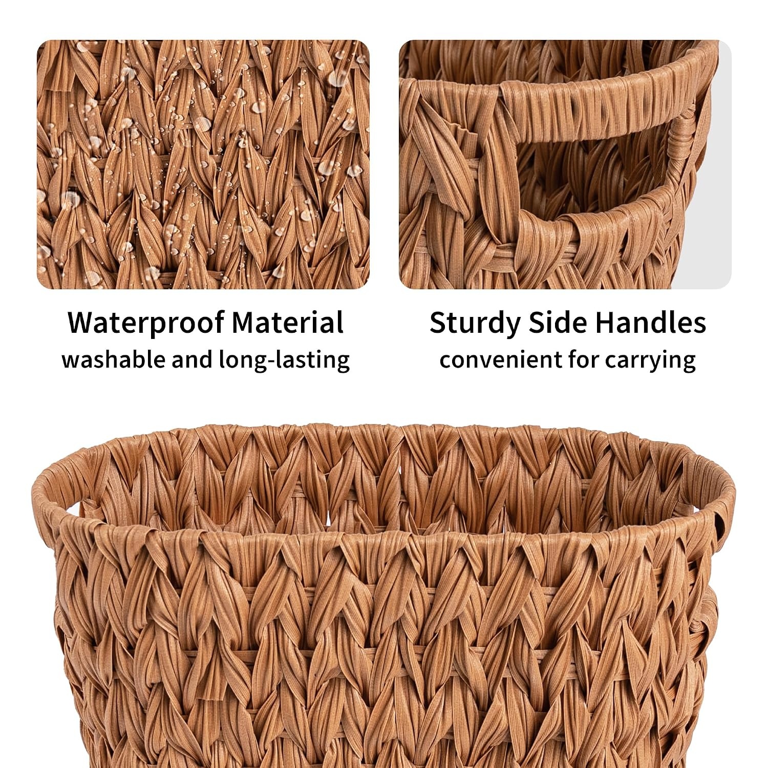 image:imageGRANNY SAYS Wicker Trash Can Waterproof Bathroom Trash Can Wicker Waste Basket for Bathroom Decorative Boho Waste Basket for Bedroom Office 15 Liters4 GallonsCaramel Orange