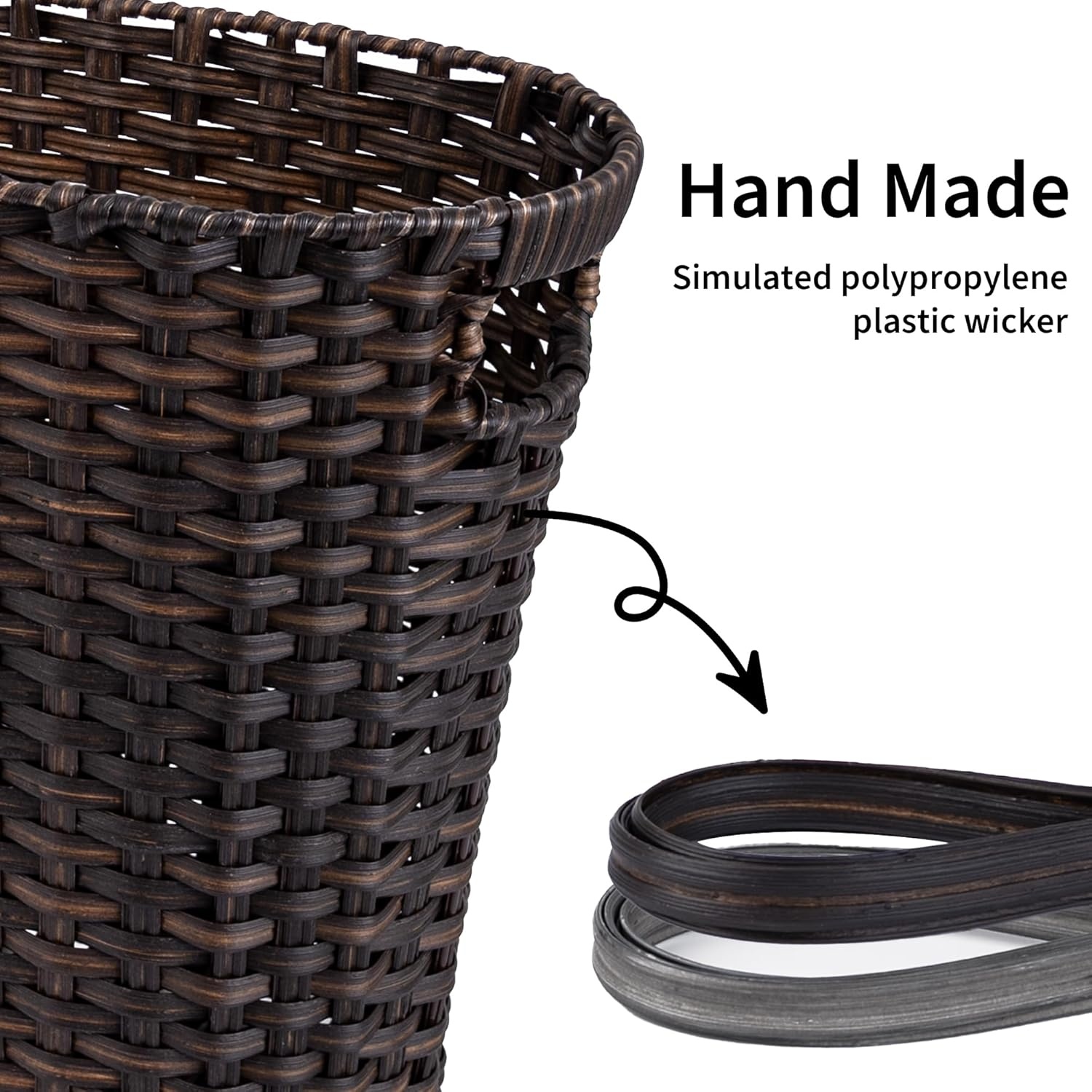image:imageGRANNY SAYS Wicker Trash Can Waterproof Bathroom Trash Can Wicker Waste Basket for Bathroom Decorative Boho Waste Basket for Bedroom Office 15 Liters4 GallonsDark Brown