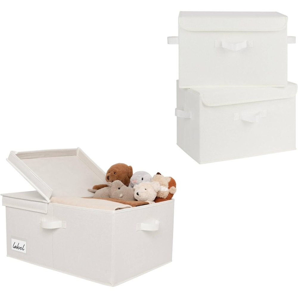 image:imageGRANNY SAYS Bundle of 2Pack Storage Bins for Closet amp 1Pack Rectangle Storage Box with Lids and Handles