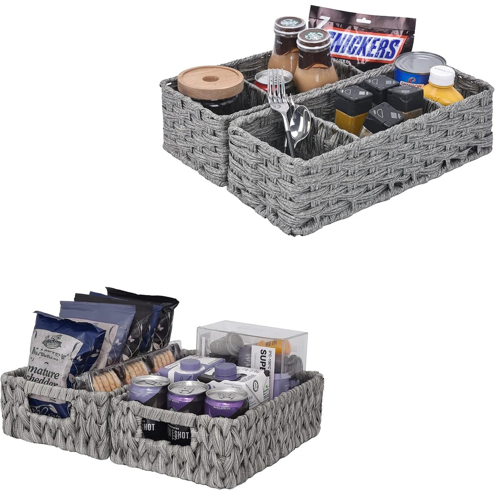 image:imageGRANNY SAYS Bundle of 2Pack Woven Baskets for Storage amp 2Pack Rectangle Wicker Basket