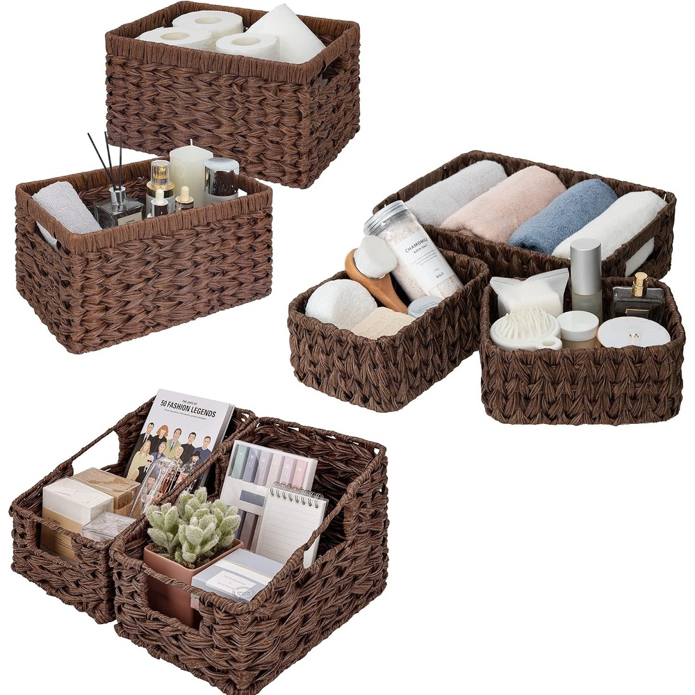 image:imageGRANNY SAYS Bundle of 3 Sets Wicker Shelf Baskets for Organizing
