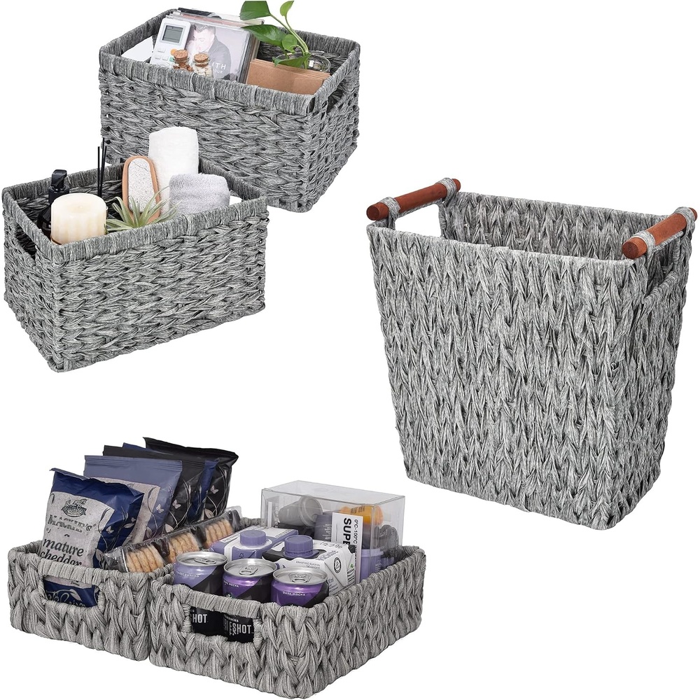 image:imageGRANNY SAYS Bundle of 3 Sets Woven Storage Baskets for Shelves
