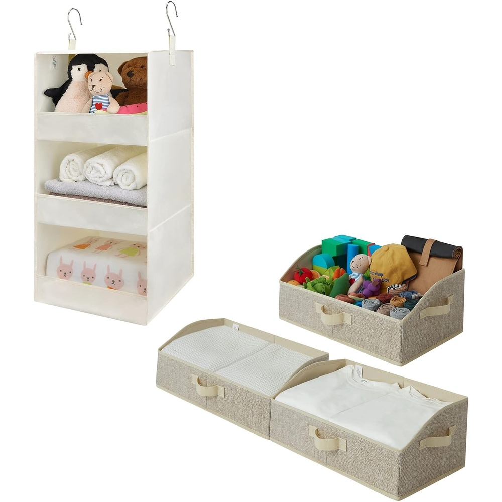 image:imageGRANNY SAYS Bundle of 3Pack Trapezoid Storage Bins amp 1Pack Hanging Closet Organizer