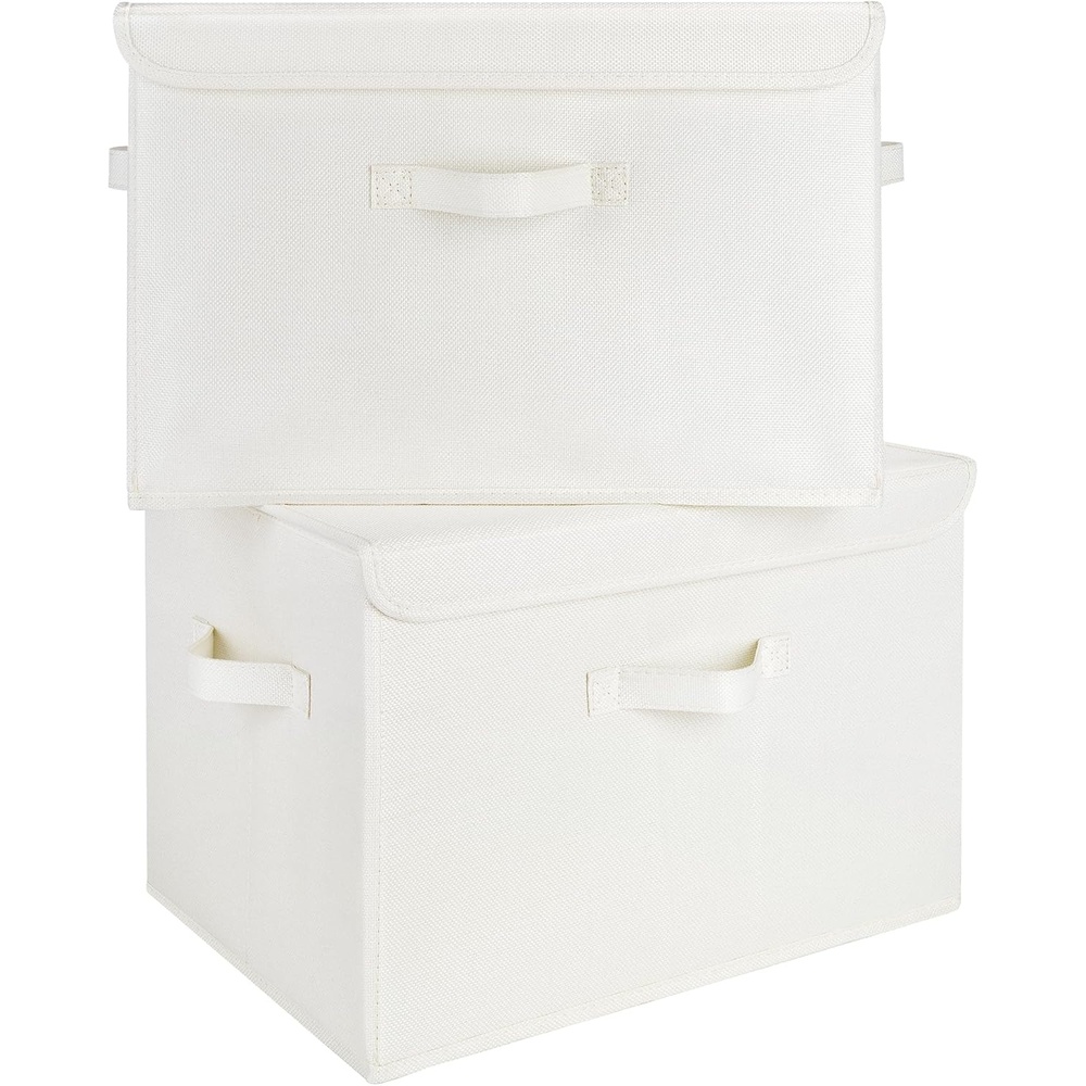 image:imageGRANNY SAYS Closet Storage Bins Storage Boxes with Lids Clothes Organizing Bins Lidded Baskets for Toys Clothing Gray Extra Large 2PackIvory White
