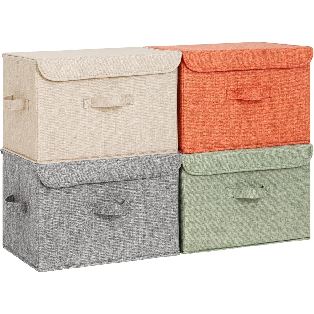 image:imageGRANNY SAYS Closet Storage Bins Storage Boxes with Lids Clothes Organizing Bins Lidded Baskets for Toys Clothing Gray Extra Large 2PackMixed Colors