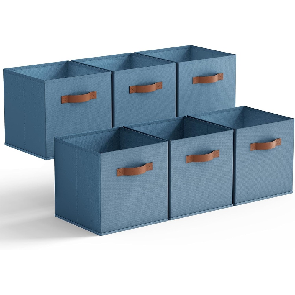 image:imageGRANNY SAYS Cube Storage Bins 11 Inch 6 Pack Storage Cube Organizer Foldable Fabric Storage Boxes with Handle Decorative Clothing Storage Baskets for Shelves Closet PinkDusty Blue