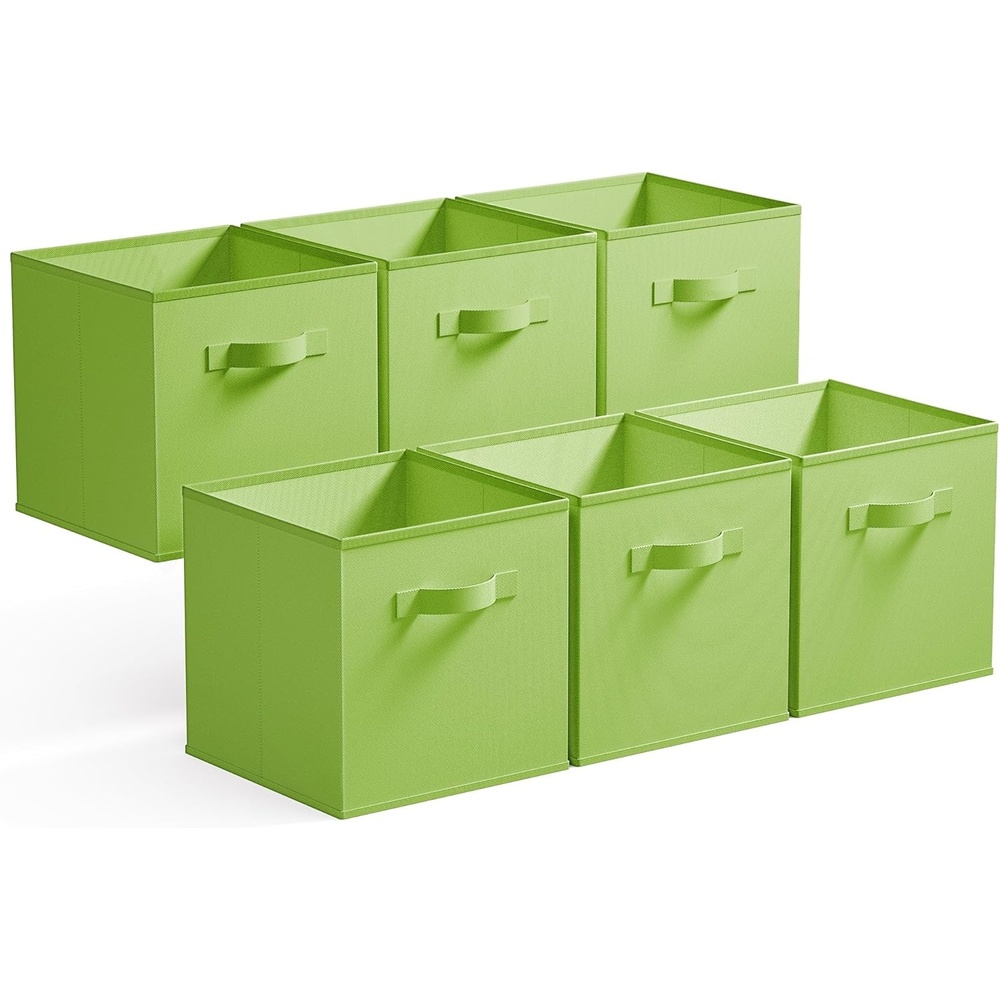 image:imageGRANNY SAYS Cube Storage Bins 11 Inch 6 Pack Storage Cube Organizer Foldable Fabric Storage Boxes with Handle Decorative Clothing Storage Baskets for Shelves Closet PinkLight Green