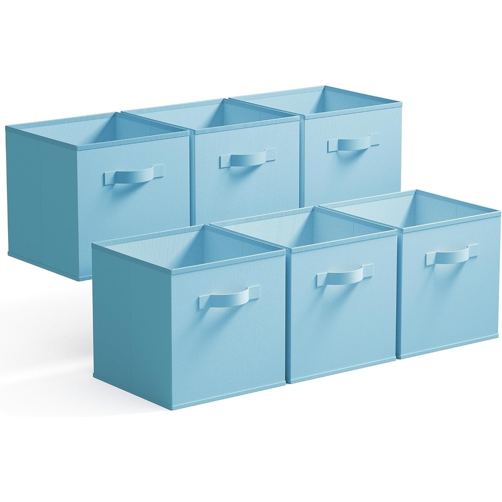 image:imageGRANNY SAYS Cube Storage Bins 11 Inch 6 Pack Storage Cube Organizer Foldable Fabric Storage Boxes with Handle Decorative Clothing Storage Baskets for Shelves Closet PinkBlue