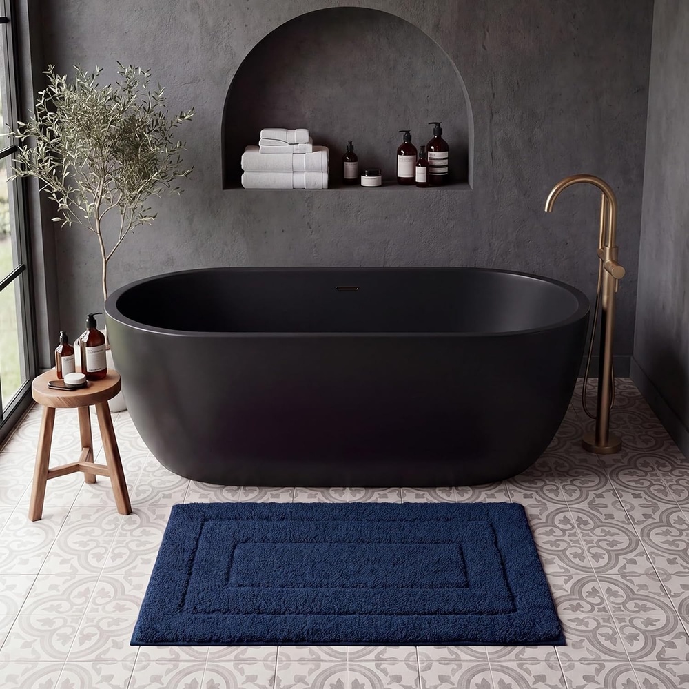 image:imageGRANNY SAYS Gray Bathroom Rugs Bath Mats for Bathroom NonSlip Super Soft and Water Absorbent Microfiber Bath Rugs Machine Wash Dry Bath Rugs for Floor Tub and Shower 16 x 24Deep Blue