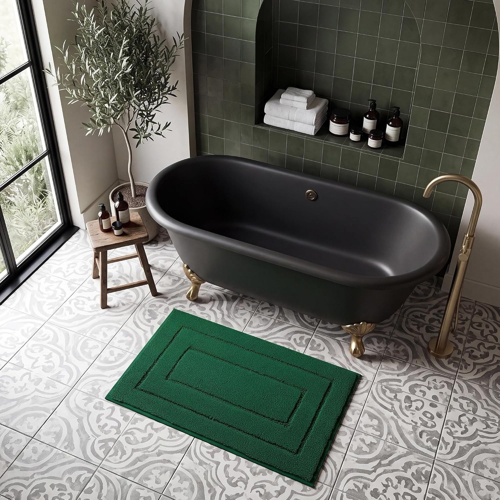 image:imageGRANNY SAYS Gray Bathroom Rugs Bath Mats for Bathroom NonSlip Super Soft and Water Absorbent Microfiber Bath Rugs Machine Wash Dry Bath Rugs for Floor Tub and Shower 16 x 24Dark Green