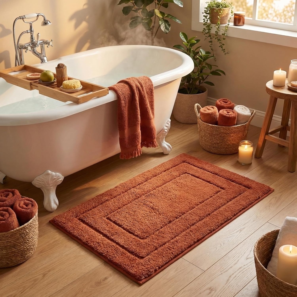 image:imageGRANNY SAYS Gray Bathroom Rugs Bath Mats for Bathroom NonSlip Super Soft and Water Absorbent Microfiber Bath Rugs Machine Wash Dry Bath Rugs for Floor Tub and Shower 16 x 24Terracotta
