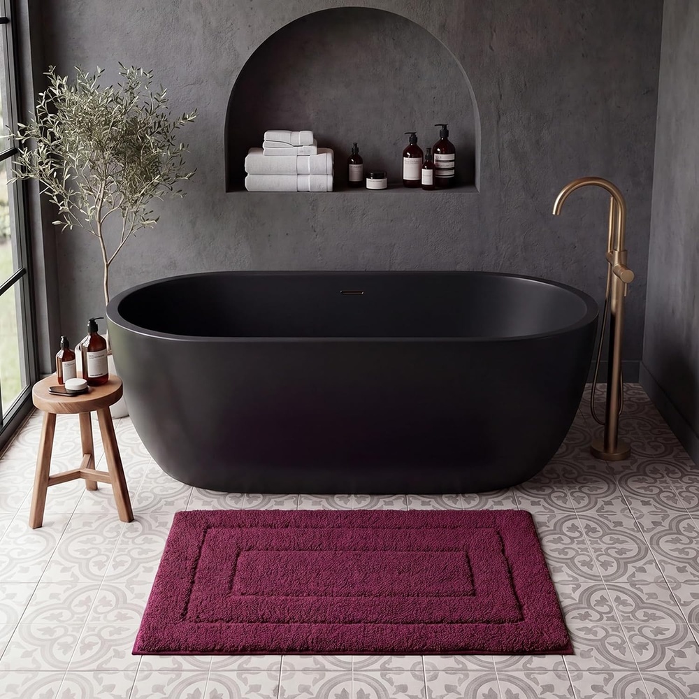image:imageGRANNY SAYS Gray Bathroom Rugs Bath Mats for Bathroom NonSlip Super Soft and Water Absorbent Microfiber Bath Rugs Machine Wash Dry Bath Rugs for Floor Tub and Shower 16 x 24Strawberry Red