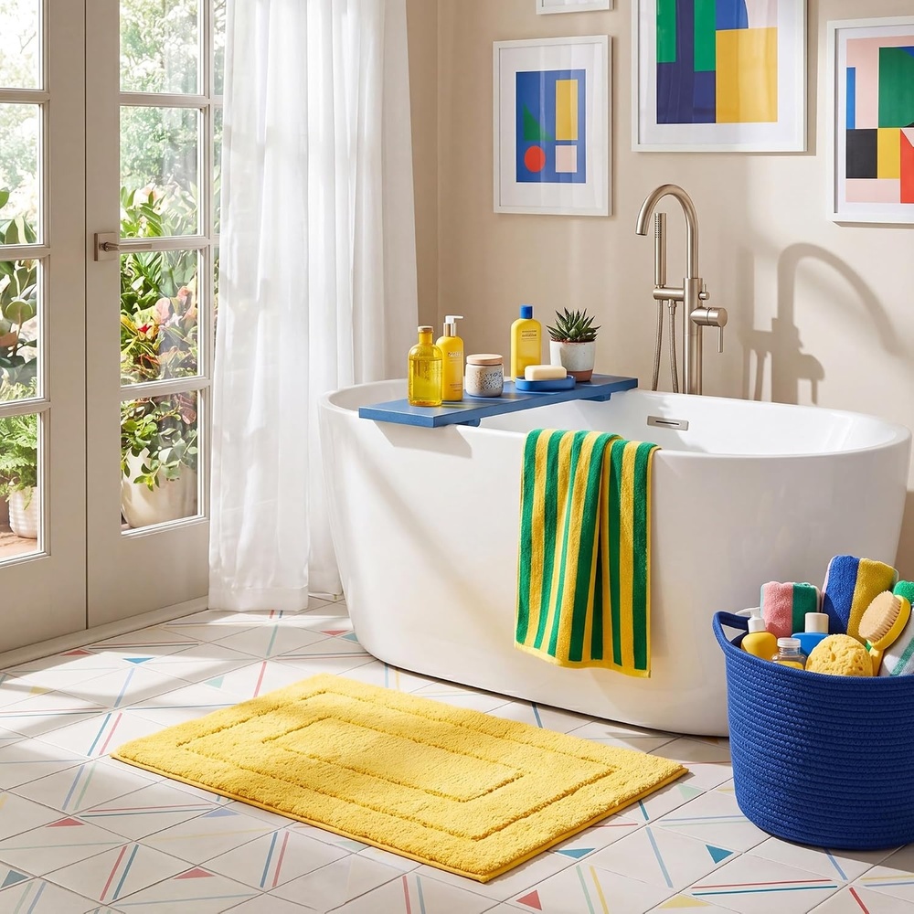 image:imageGRANNY SAYS Gray Bathroom Rugs Bath Mats for Bathroom NonSlip Super Soft and Water Absorbent Microfiber Bath Rugs Machine Wash Dry Bath Rugs for Floor Tub and Shower 16 x 24Yellow