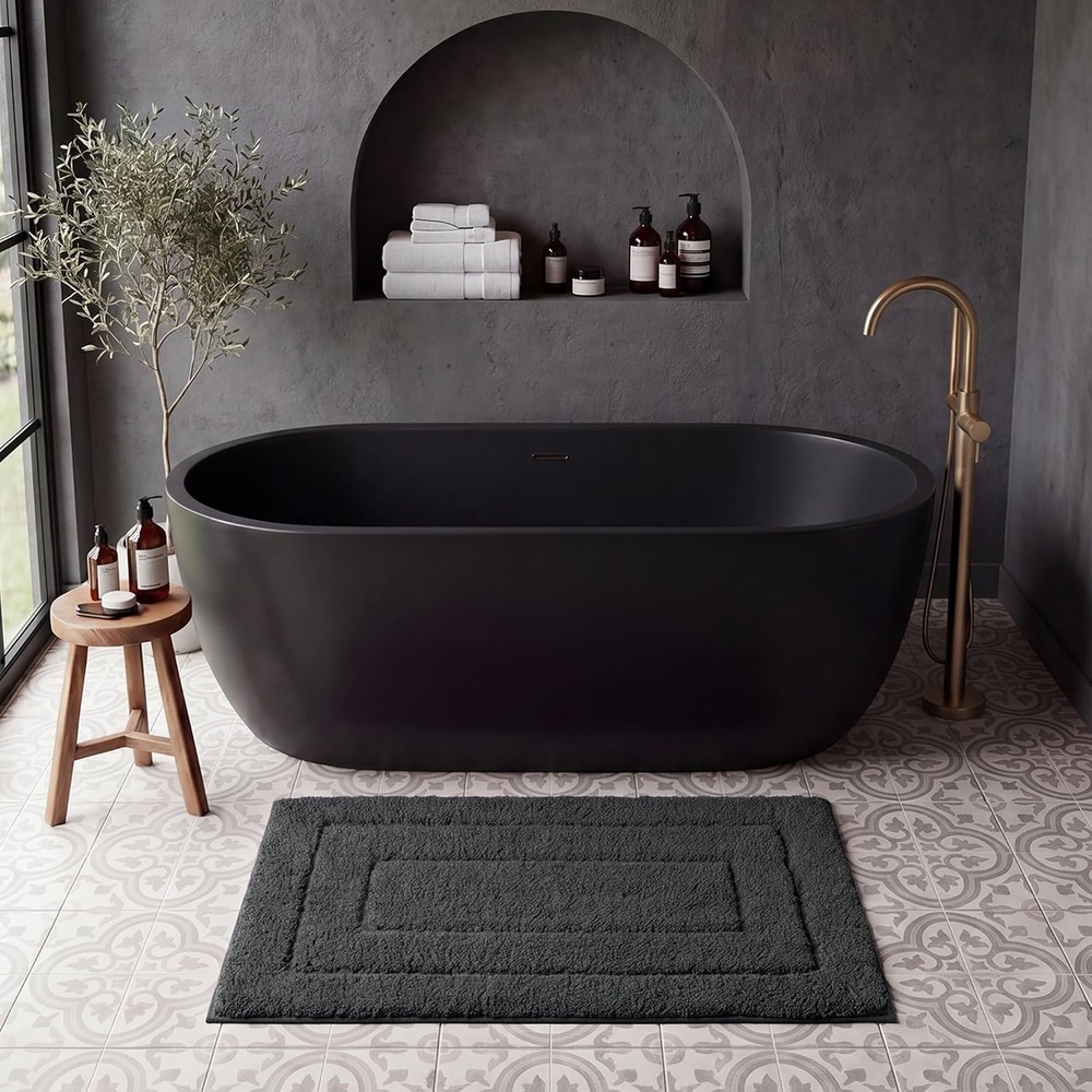 image:imageGRANNY SAYS Gray Bathroom Rugs Bath Mats for Bathroom NonSlip Super Soft and Water Absorbent Microfiber Bath Rugs Machine Wash Dry Bath Rugs for Floor Tub and Shower 16 x 24Charcoal Gray
