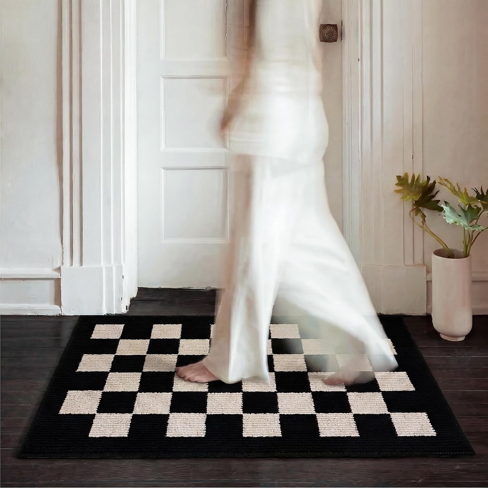 image:imageGRANNY SAYS Indoor Doormat 20 x 32 NonSlip Front Door Mats Outdoor Welcome Mat Washable Low Profile Indoor Door Mats for Entryway Floor Inside Back DoormatsCheckerboard