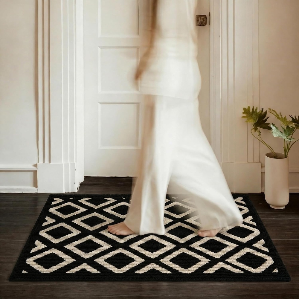 image:imageGRANNY SAYS Indoor Doormat 20 x 32 NonSlip Front Door Mats Outdoor Welcome Mat Washable Low Profile Indoor Door Mats for Entryway Floor Inside Back DoormatsBlackTan Diamond