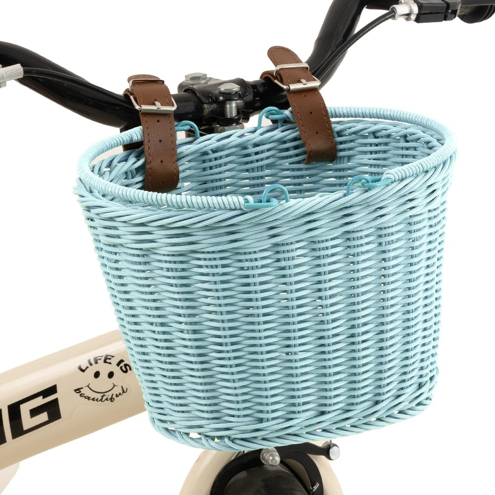 image:imageGRANNY SAYS Kids Bike Basket Front Bicycle Bike Baskets for Kids Small Wicker Bike Basket for Boys and Girls Small Wicker Basket for Bike 1PackLight BlueOval