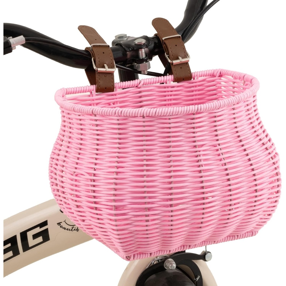 image:imageGRANNY SAYS Kids Bike Basket Front Bicycle Bike Baskets for Kids Small Wicker Bike Basket for Boys and Girls Small Wicker Basket for Bike 1PackPinkBellShaped