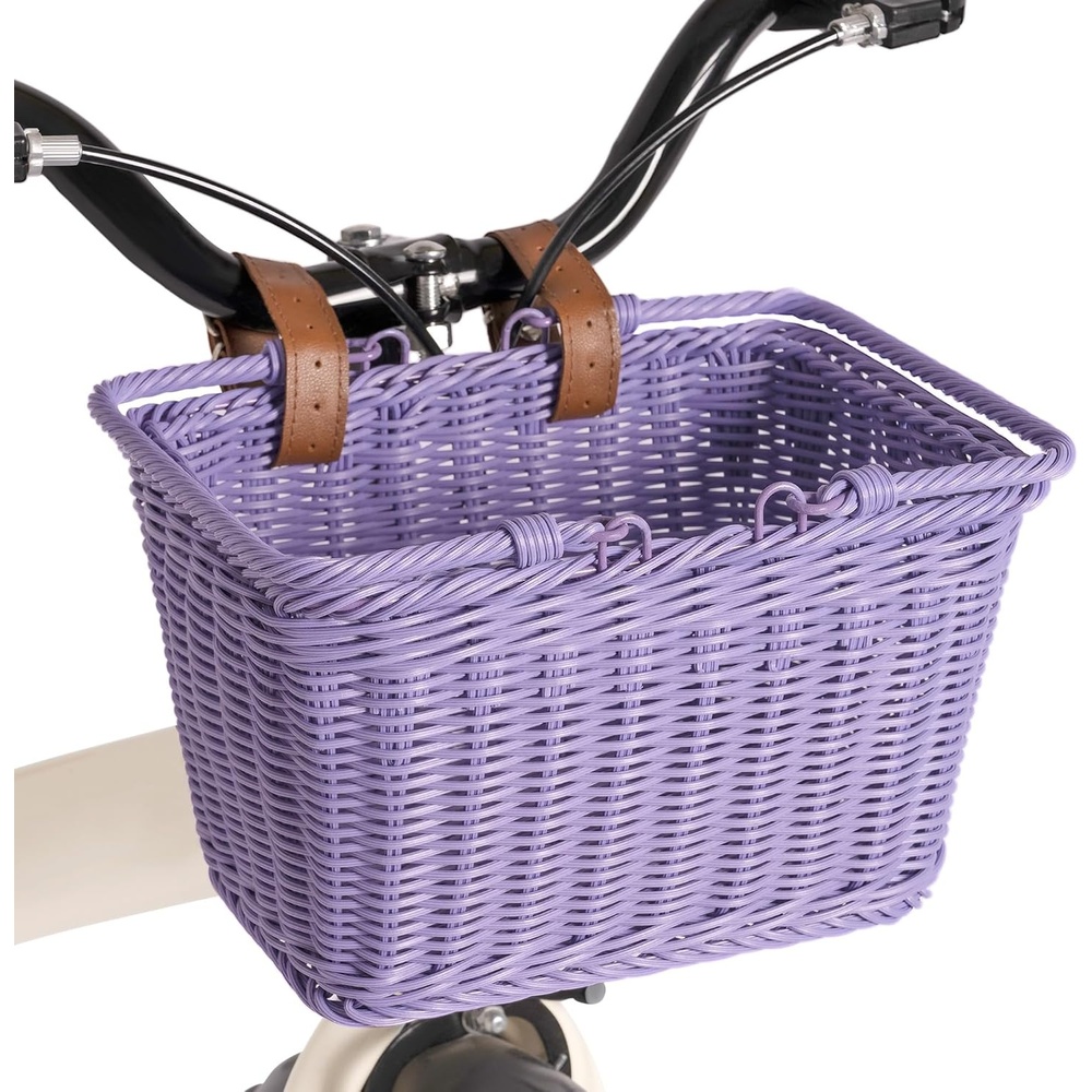 image:imageGRANNY SAYS Kids Bike Basket Front Bicycle Bike Baskets for Kids Small Wicker Bike Basket for Boys and Girls Small Wicker Basket for Bike 1PackPurple