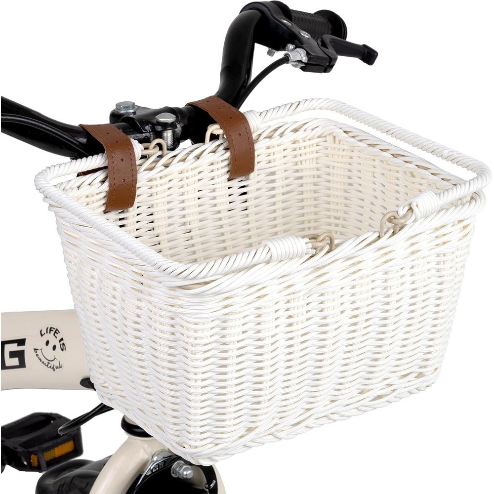 image:imageGRANNY SAYS Kids Bike Basket Front Bicycle Bike Baskets for Kids Small Wicker Bike Basket for Boys and Girls Small Wicker Basket for Bike 1PackWhite