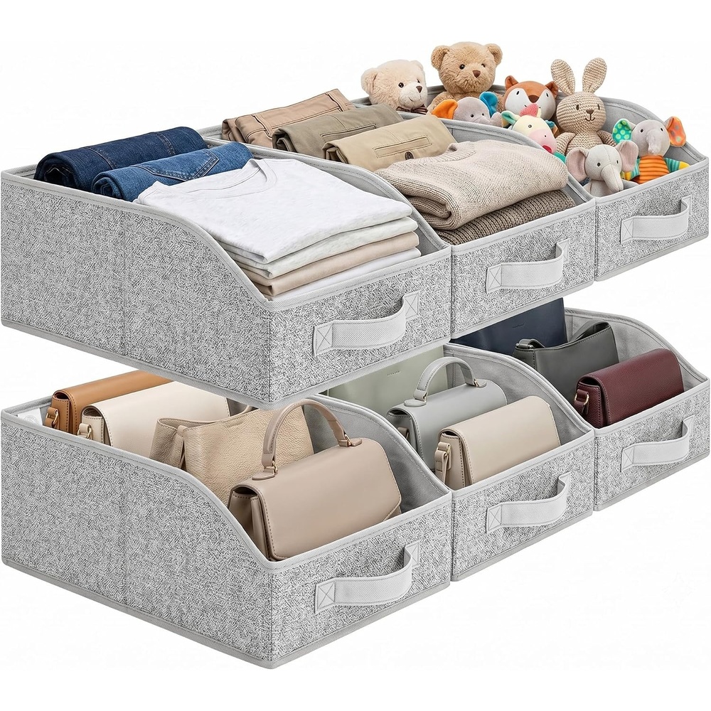 image:imageGRANNY SAYS Purse Organizer for Closet Trapezoid Storage Bins Closet Shelf Organizer Storage Baskets for Shelves Fabric Clothing Organizer Closet Organizers and Storage Gray 3PackAsh Gray