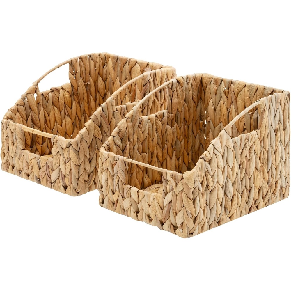 image:imageGRANNY SAYS Wicker Storage Baskets Waterproof Wicker Basket with Handles Trapezoid Woven Storage Bins for Organizing Decorative Basket Brown 2PackWater Hyacinth