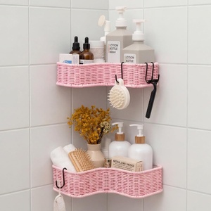 image:imageGRANNY SAYS 2 Pack Wicker Corner Shower Caddy Hanging Shower Shelf for Inside Showers Adhesive Shelves for Bathroom Organizers and Storage Bathroom Shelves Wall Mounted for Home Decor NaturalPink