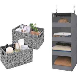 image:imageGRANNY SAYS Bundle of 1Pack Closet Hanging Shelves amp 2Pack Wicker Baskets for Organizing