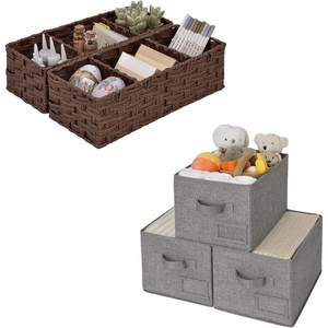 image:imageGRANNY SAYS Bundle of 3Pack Strage Boxes with Handles amp 2Pack Wicker Baskets for Shelves